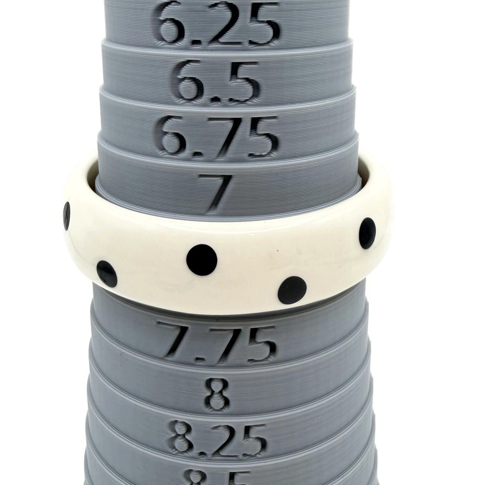 Vintage Bangle Bracelet Set of 3 Petite Stack Black White Polka Dot Striped Mod - Picture 7 of 9